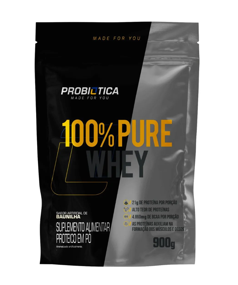 100% Pure Whey Refil 900g - Probiótica Baunilha