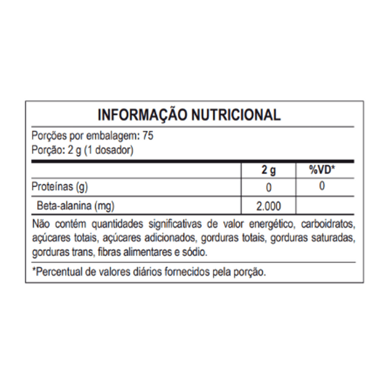 100% Pure Beta Alanina 150g - Pré Treino